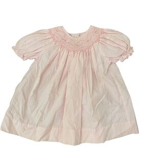 Petit Ami Light Pink Smocked Baby Dress with Pearls